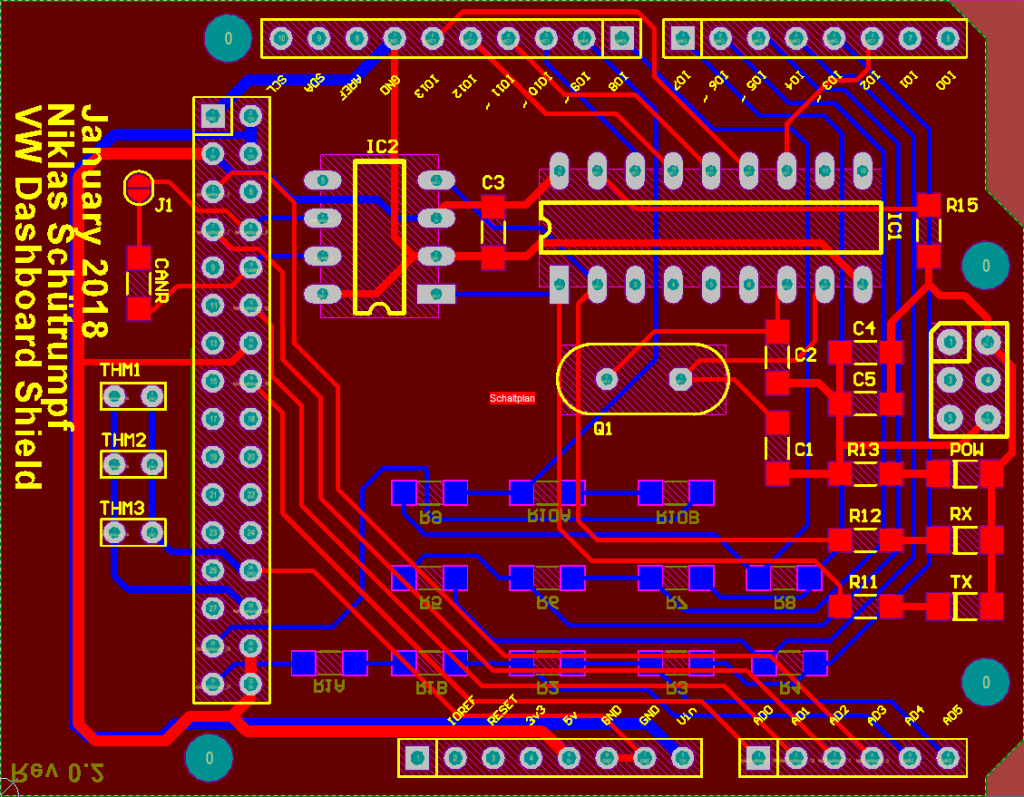 Arduino Volkswagen Dashboard Shield PCB